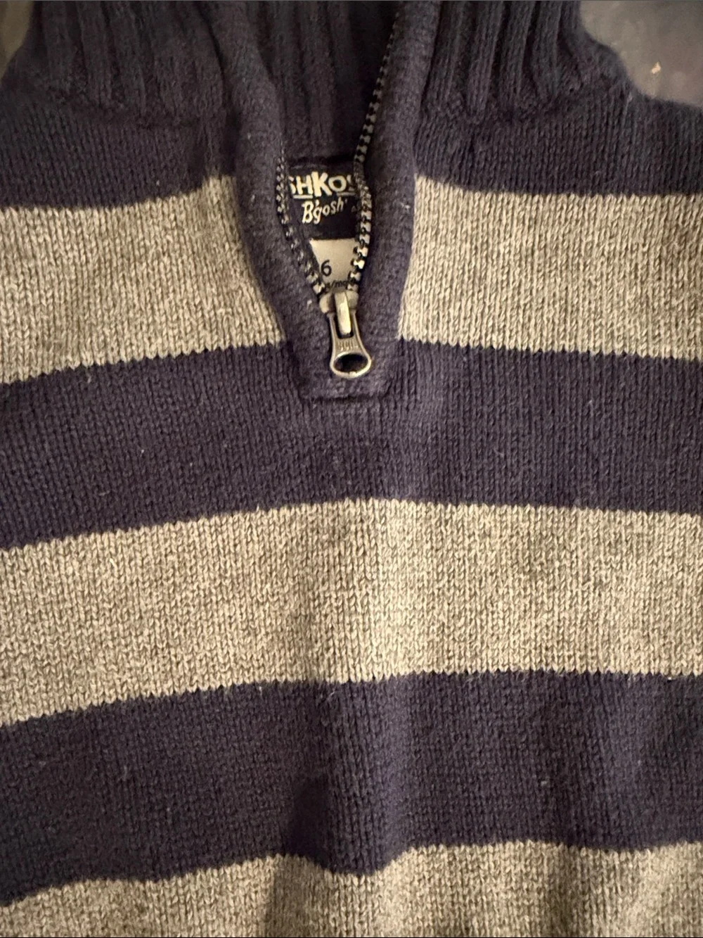 OshKosh B'gosh Boys Navy and Gray Striped Knit Sweater Size 6